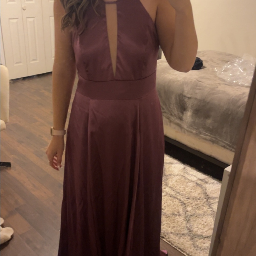 David's Bridal Purple Sundress Halter Sleeveless Maxi for Wedding Guest